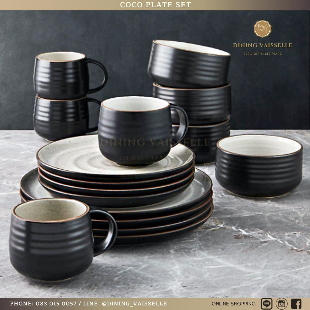 จานชาม-modern-black-coco-plate-set-สไตล์โมเดิร์น-จานสีดำสุดคลาสสิค-ออกแบบโดยamerican-artist