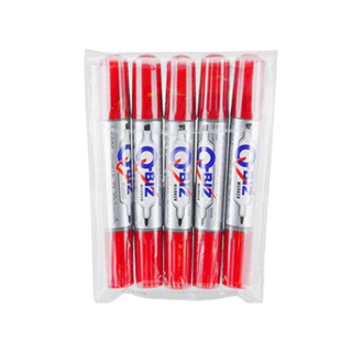Q-BIZ คิวบิซ ปากกาเคมี 2 หัว สีแดง แพ็ค 5 ด้าม ปากกา