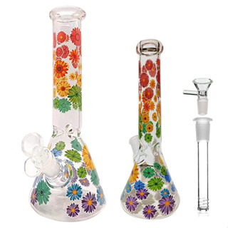 บ้องแก้ว บ้อง25cm มากับโจ้ ลายดอกไม้สวยงาม บ้องกัญชาแก้ว บ้อง คัแก้วสายเขียว Glass Bong