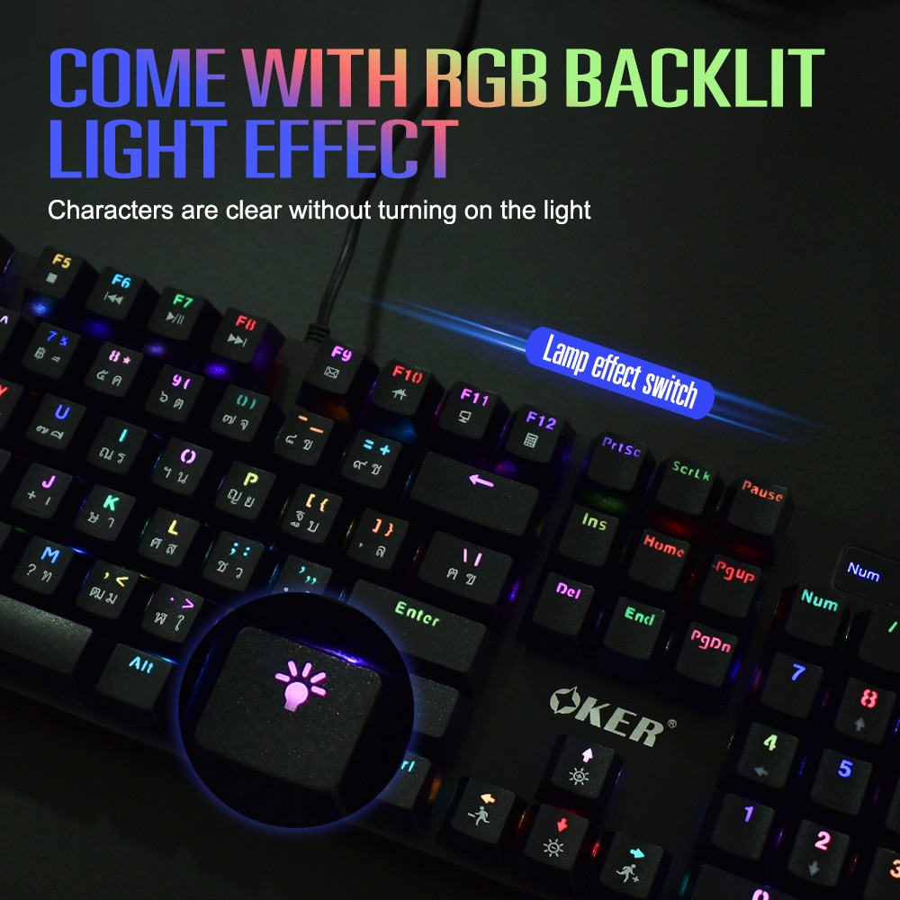 แท้100-k479-oker-backlit-keyboard-gaming-mechanical-blue-switch-คีย์บอร์ด-เกมมิ่ง-แป้นพิมพ์คอม-มีไฟ-479