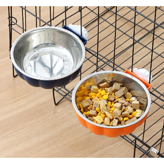 #P072 ชามอาหารสัตว์ สแตนเลส แขวนกรง ถอดชามล้างได้ ชามอาหารแมว สุนัข ชามแมว ที่ให้อาหารสัตว์เลี้ยง