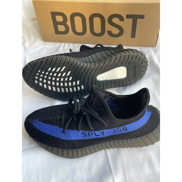 adidas-originals-yeezy-boost-350-v2-dazzling-blue-black-and-blue-paint-strip-ของแท้-100