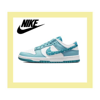 Nike Dunk Low ESS "Blue Paisley" ของแท้รองเท้าผ้าใบกันลื่นน้ำหนักเบาสีน้ำเงินสีขาว