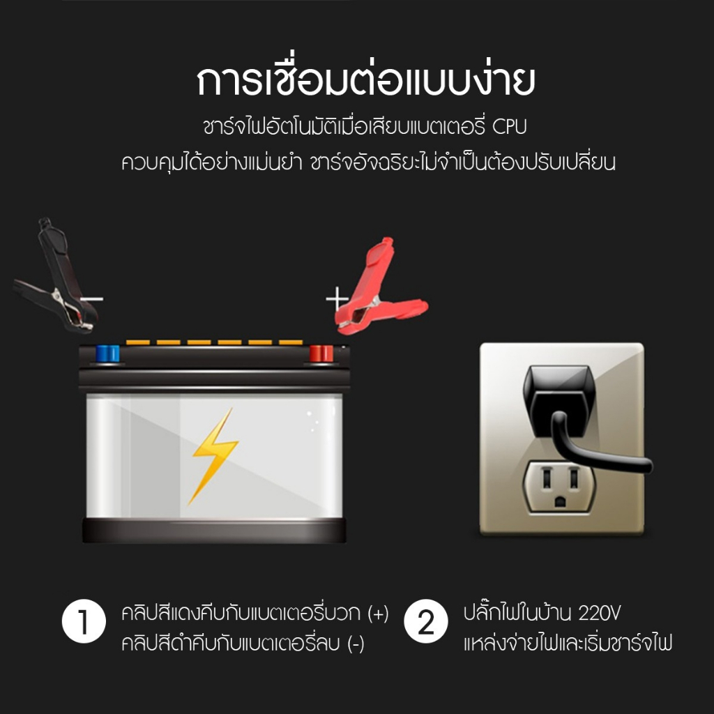 เครื่องชาร์จแบตเตอรี่อัจฉริยะ-ชาร์จแบตเตอรี่-12v-เครื่องซ่อมแบตเตอรี่-รถยนต์-รถมอเตอร์ไซค์-แบตแห้ง