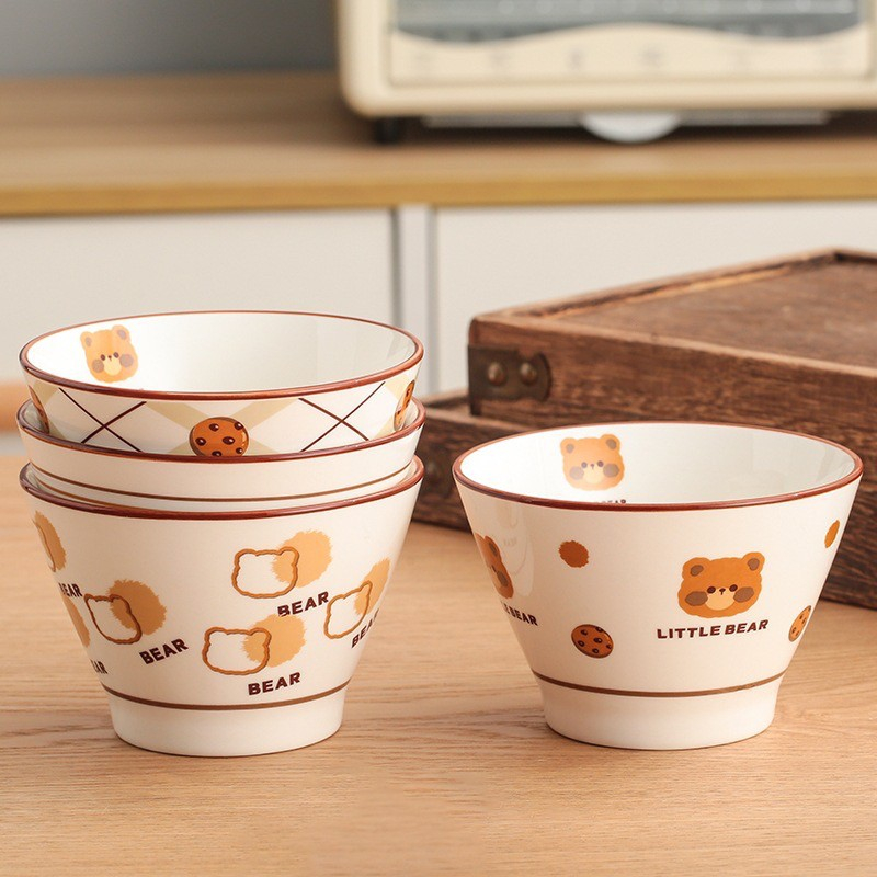 ถ้วยเซรามิค-ถ้วยข้าวทรงญุี่ปุ่นลายหมีคุกกี้-cookie-bear-by-caf-ceramic