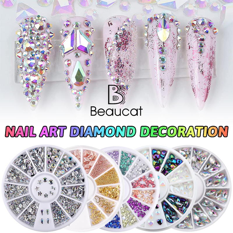 เล็บตกแต่งเล็บ-rhinestone-สีผสม-ab-คริสตัล-rhinestone-3d-charm-gemstone-ตกแต่งเล็บด้วยเพชร