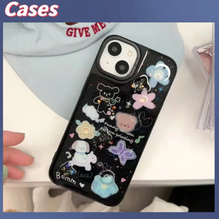 คูปองเคลม🎀เคสไอโ case for iphone 11 12 การ์ตูนหมีคริสตัลบัตเตอร์ฟลาย เคส 14 13 12 11 pro max เคสมือถือกันกระแทก