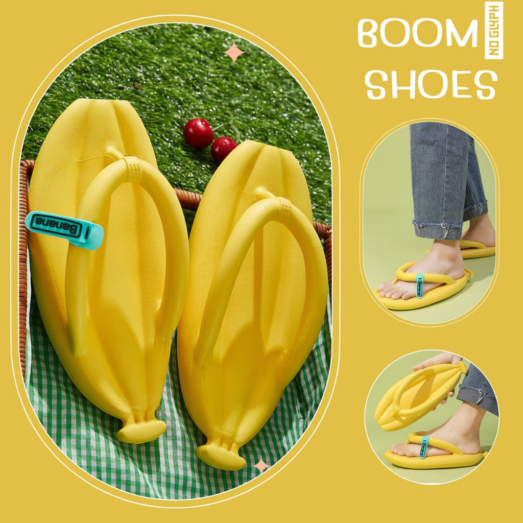 boom-รองเท้าแตะหูหนีบ-รูปทรงกล้วยสีเหลือง-พื้นหนาน้ำหนักเบา-เบอร์-36-41