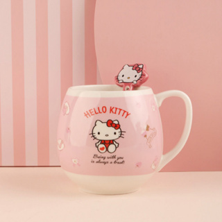 แก้วมัคคิตตี้ พร้อมช้อน 480ml. Miniso แท้ แก้วกาแฟเซรามิค Sanrio Mug น่ารักๆ ซานริโอ้ | Bluerubystore