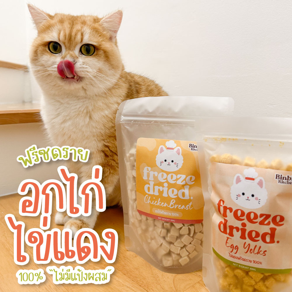 ฟรีซดราย-binbin-kitchen-ขนมแมว-ผสมกับมื้อหลัก-แก้เบื่ออาหาร-ให้เป็นของว่าง-ขนมฟรีซดรายสำหรับสัตว์เลี้ยง