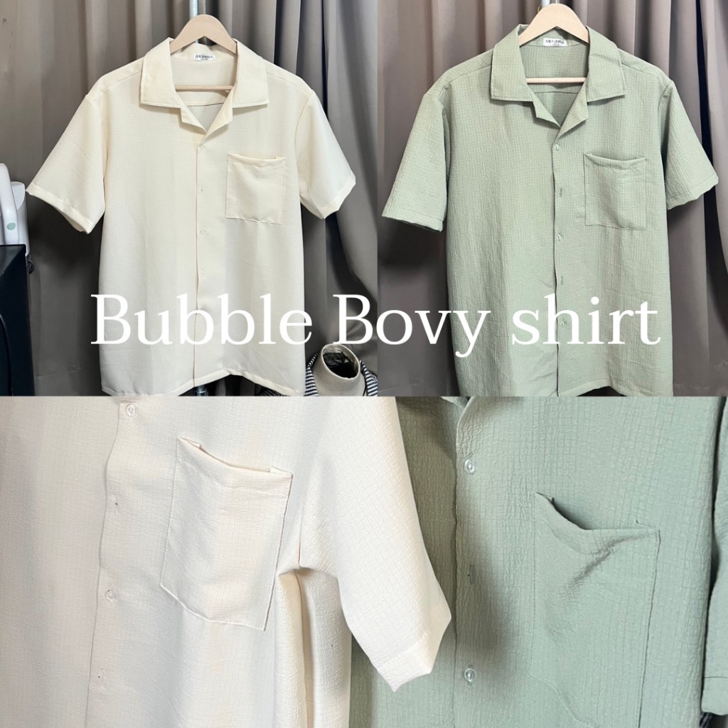 am-simple-holm-bubble-bovy-shirt-เสื้อเชิ้ตผ้าบับเบิ้ลฟรีไซส์
