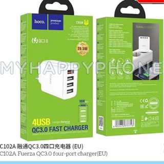 Hoco C102A หัวชาร์จ 4 USB ปลั๊กชาร์จเร็ว 28.5W Quick Charge 3.0 หัวชาร์จเร็ว