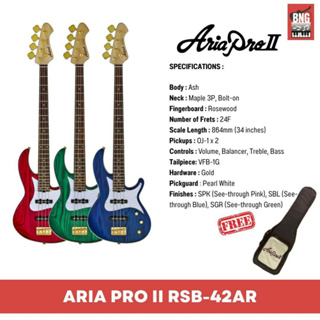 ARIA PRO II RSB-42AR กีตาร์เบสไฟฟ้า ยอดฮิต เสียงดี งานสวย Electric Bass  **พร้อมกระเป๋า GIGBAG**