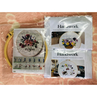 ขาย 3 ชิ้น DIYเย็บปักถักร้อยHandcraftชุดเข็มHandmade Cross Stitch Kit, ดอกไม้ผ้าฝ้ายปักภาพวาดห่วงเย็บปักถักร้อย