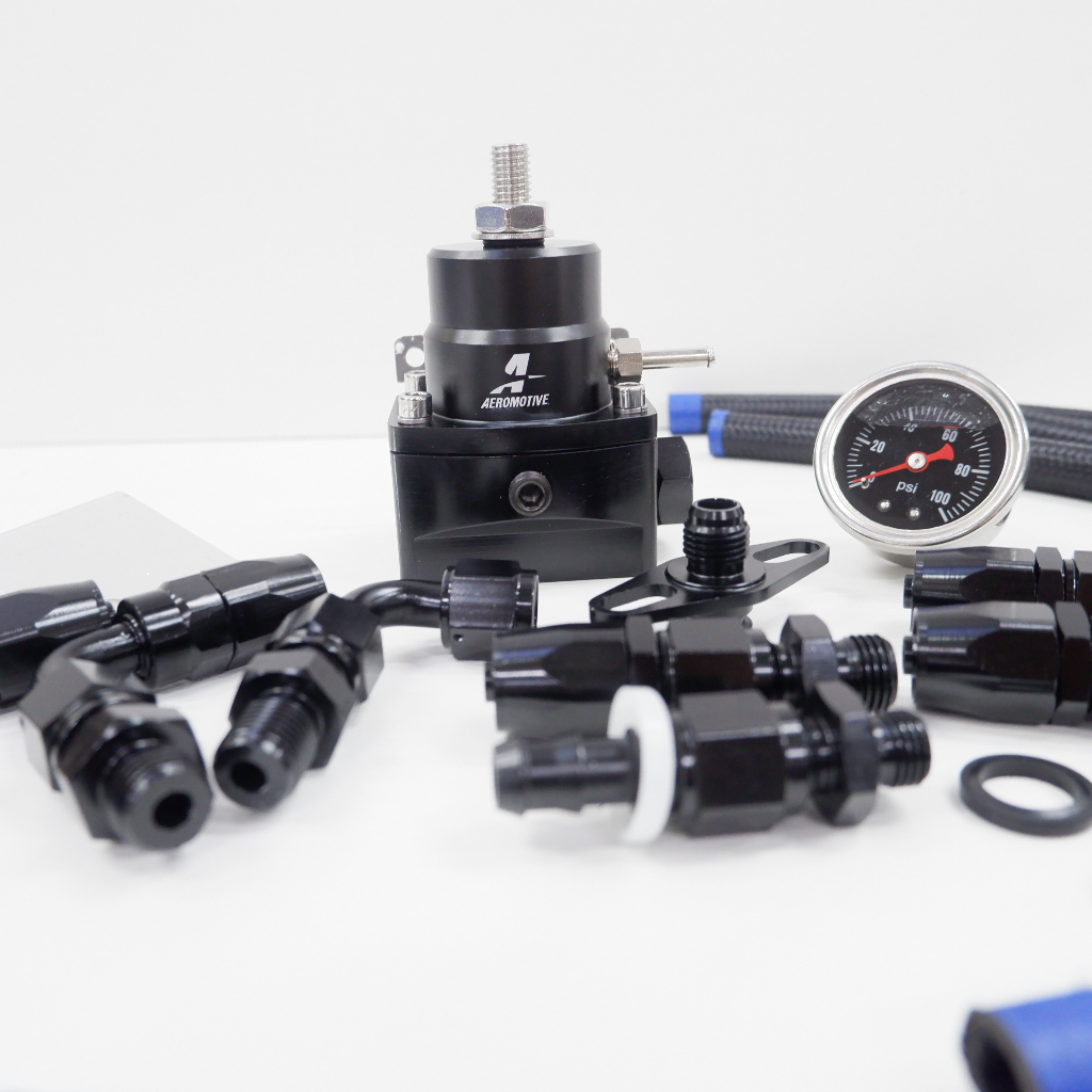 ชุดเรกกุเลต-aeromotive-สีดำ-เรกกูเรต-regulator-พร้อมอุปกรณ์-สายถัก-ครบชุดในกล่อง-ชุดระบบน้ำมัน-ทั้งเบนซิลและดีเซล