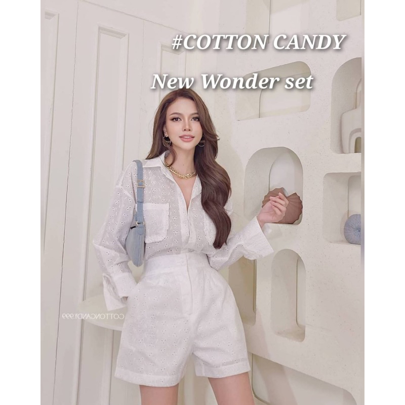cotton-candy-set-แขนยาวลูกไม้ฉลุ-ขาสั้น-new-wonder-set