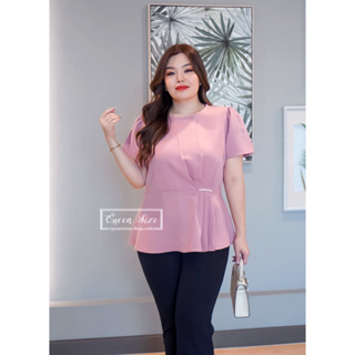 Kylie-สีชมพู เสื้อแฟชั่นสาวอวบอ้วนไซส์อก 42,46,50 นิ้ว  Plus size Fashion