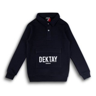 Dektay front pocket collar sweatshirt Navy (สีกรม)