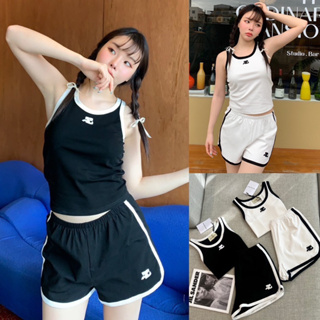 “CRG tank top set” ชุดเซ็ตเสื้อกล้ามกางเกงขาสั้น แบรนด์ดัง น่ารักมาก ดีเทลสีทูโทน ตัดขอบเสื้อ ปักโลโก้ที่หน้าอก