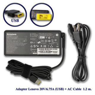 Adapter Lenovo ของแท้ 20V/6.75A 135W หัว USB L340 Y40-70 Y50-70 T440p สายชาร์จ Lenovo (le001)