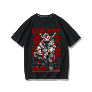 เสื้อยืดแขนสั้นคอตตอนอนิเมะ Gundam MechWarrior RX-78 เทรนด์อนิเมะ