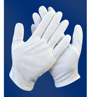 🔥พร้อมส่ง🔥 ถุงมือผ้าฝ้าย  แบบบาง ขนาดฟรีไซส์ ถุงมือผ้าสีขาวสำหรับหยิบจับสินค้า สินค้าในไทย