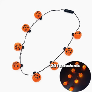 🇹🇭❗️สร้อยคอฟักทองเปิดไฟได้ สร้อยคอฮาโลวีน สามารถถอดออกมาเป็นไฟราวได้ halloween pumpkin necklace