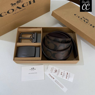 (แท้ 💯%‼ from Factory) Men’s Belt Double Buckle Double Sided Box Set  Belt For Gift  ซื้อ1ได้ถึง2!!