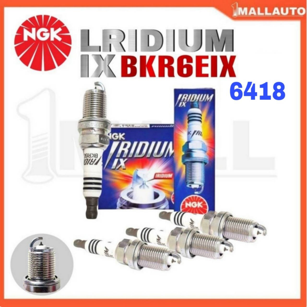 หัวเทียน NGK BKR6EIX ( 6418 ) หัวเทียนเข็ม อิริเดียม (ชุด 4หัว) แท้ 100 ...