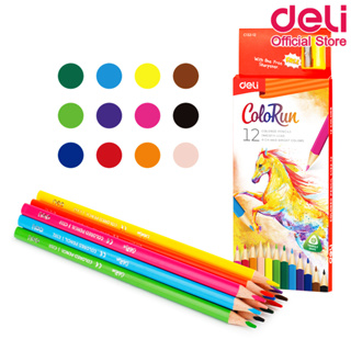 Deli C132-12 Colored Pencil 12 colors ดินสอสีไม้ 12 สี สีไม้ทรงสามเหลี่ยม สี เครื่องเขียน สีระบาย อุปกรณ์วาดรูป อุปกรณ์การเรียน