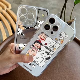 ❤️พร้อมส่งในประเทศไทย❤️  Cartoon Snoopy Fine Hole Camera Protection Shockproof Soft Phone Case For iPhone13,14,14PM,13PM