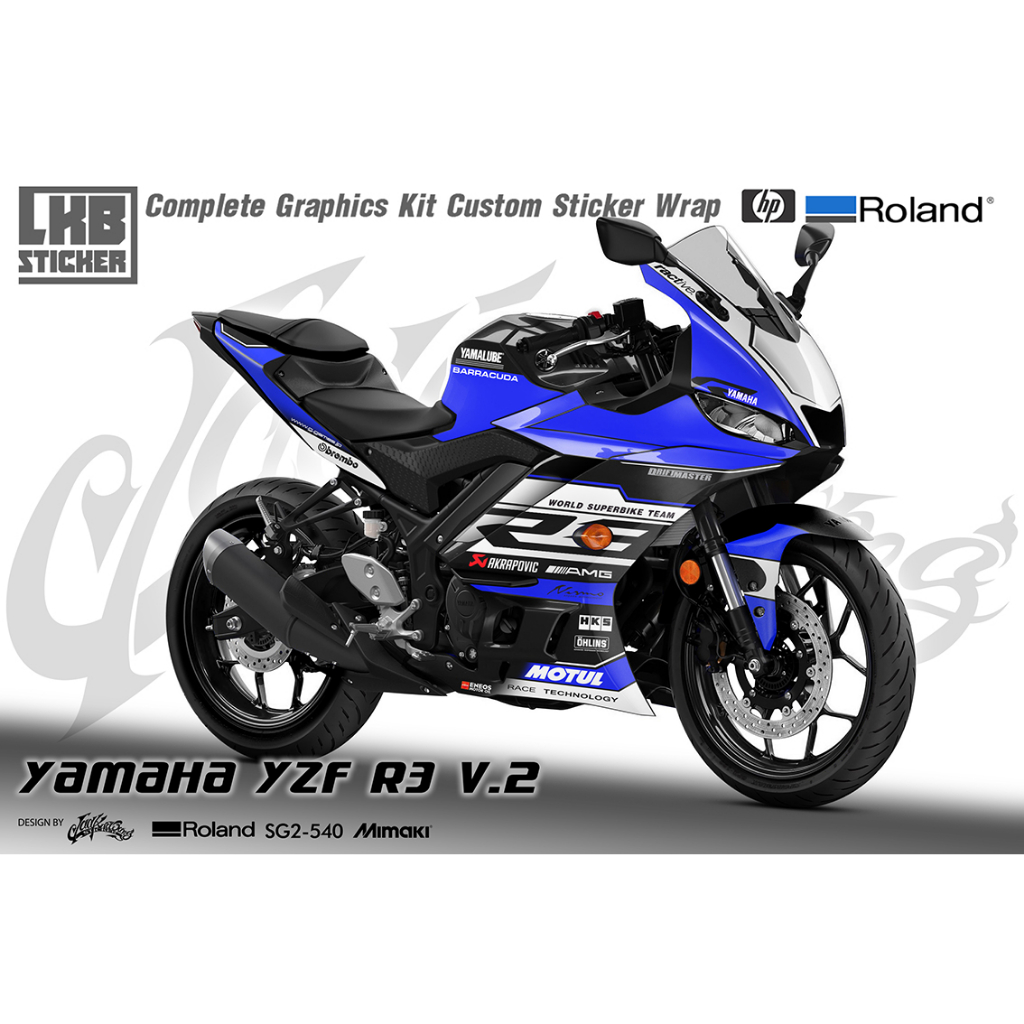 สติ๊กเกอร์แต่งลายรถ YAMAHA R3 V.2 2021 ลาย Race Sport V.1 | Shopee Thailand