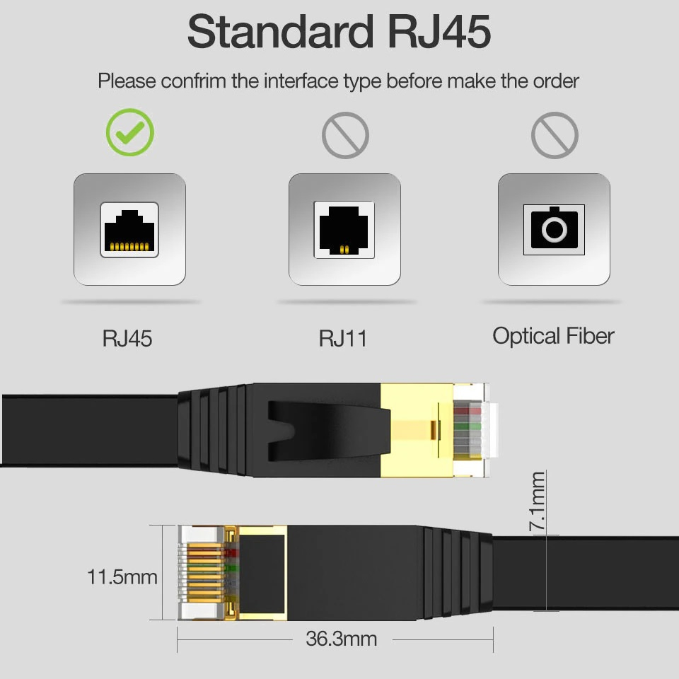 สายแลน-แพดคอร์ด-ชนิดสั้น-สำหรับ-ห้องคอม-ห้องเซิร์ฟเวอร์-network-cable-rj45-flat-cat7-20-30-50cm-600mhz-10gbps