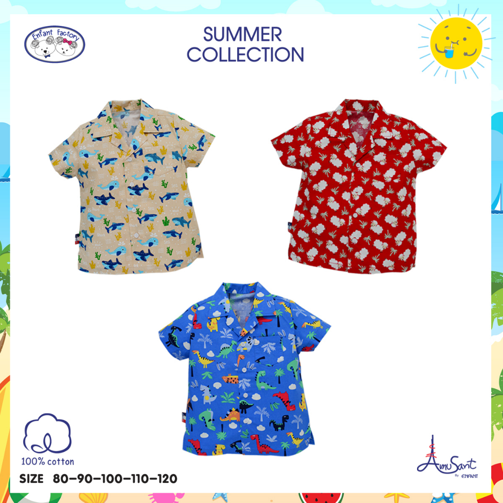 amusant-เสื้อฮาวายเด็กผ้าcottonสวยรับsummer-eh2h92