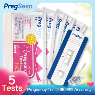 5Tests PREGSEEN ชุดทดสอบการตั้งครรภ์ความแม่นยำสูง> 99.99% สำหรับการทดสอบการตั้งครรภ์ HCG หญิง Pregnancy Test