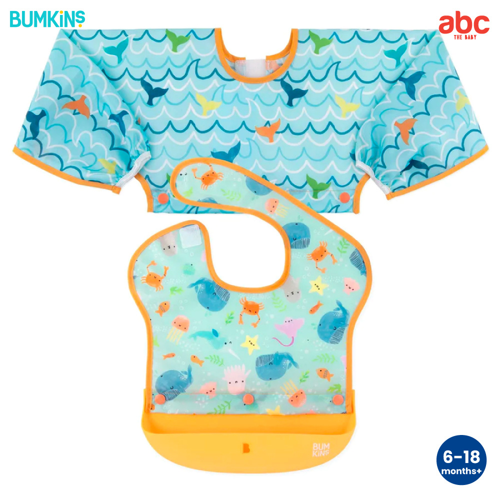 bumkins-ผ้ากันเปื้อนเด็ก-กันน้ำ-มีถาดรอง-รุ่น-swap-pocket-bib-สำหรับเด็ก-6-18-เดือน