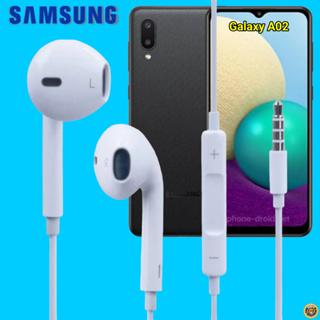 หูฟัง สมอลทอล์ค Samsung 3.5 mm Aux ทรงเรเดียน สวมใส่สบาย ซัมซุง A02 และทุกรุ่น เสียงดี เบสนุ่มแน่น ควบคุมระดับเสียง