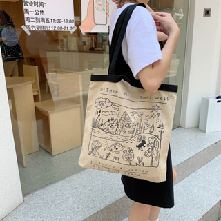 canvas bag graffiti style กระเป๋าผ้าใบสะพายไหล่ พร้อมส่ง