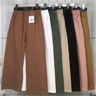 กางเกงแฟชั่นนำเข้าสไตล์เกาหลี กางเกงเอวสูง กางเกงขายาววินเทจขากระบอกเอวยางยืดฟรีไซส์ ยืดเยอะ