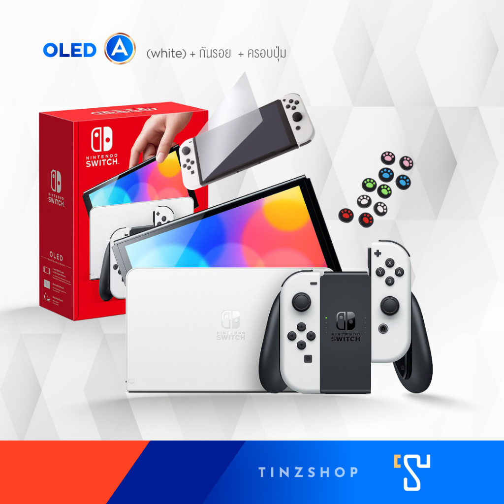 ราคาและรีวิวNintendo Switch OLED Maxsoft , Synnex :เครื่องนินเทนโดสวิทซ์ รุ่นใหม่ ชุด ABC Tinzshop ; White Neon Zelda