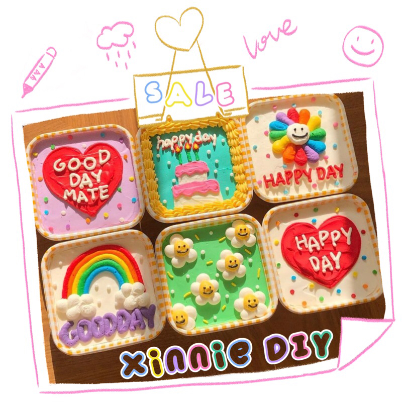 ภาพหน้าปกสินค้าโปร Summer SALE DIY Korean Cake Box + ฟรี ได้ครีมเค้ก 4 ถุง/สี ️เค้กมินิมอลเกาหลี อบ สด ใหม่ พร้อมส่งทั่วไทย จากร้าน xinniediy บน Shopee