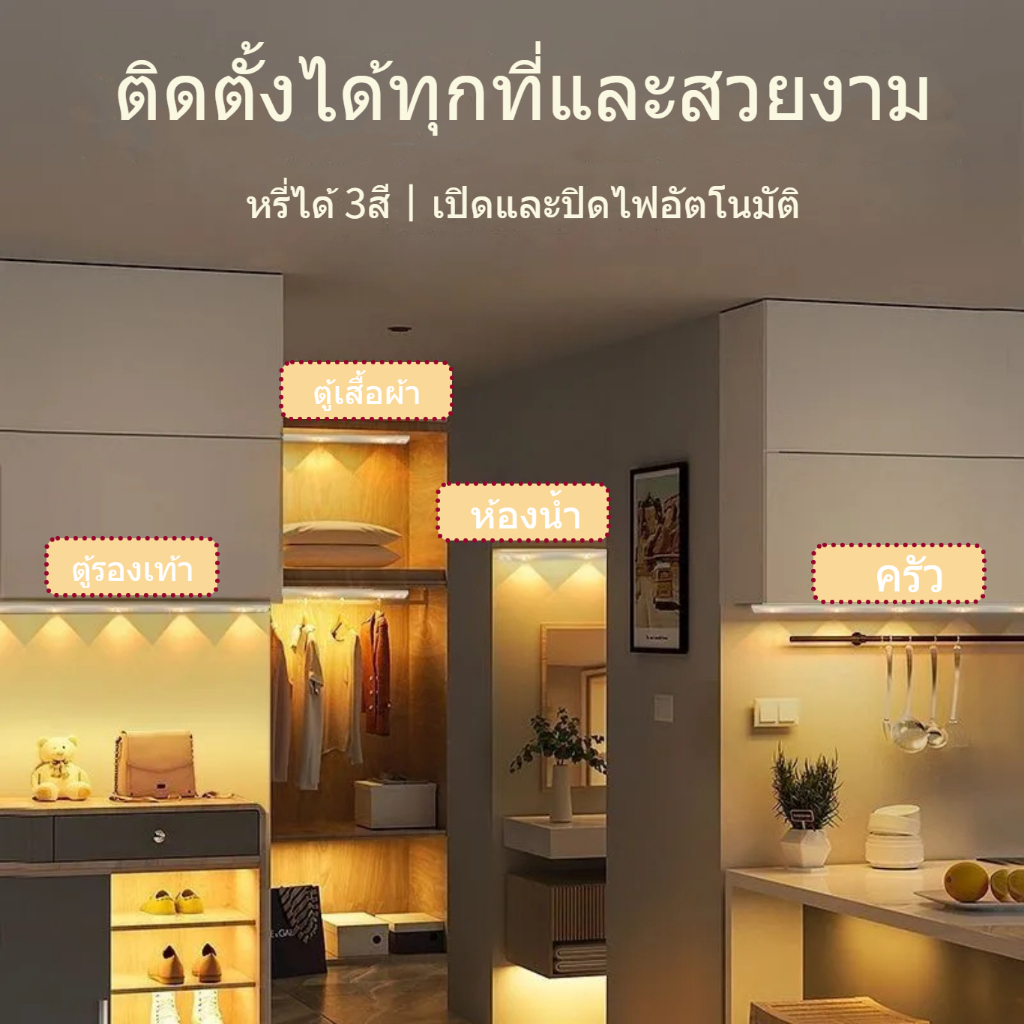 ภาพหน้าปกสินค้าไฟเซนเซอร์อัตโนมัติ ไฟติดผนัง 80 ซม.3สีหรี่ได้ ไฟเซนเซอร์ ไฟติดตู้เสื้อผ้า ไฟเซ็นเซอร์ LED ไร้สาย ไฟแต่งห้อง จากร้าน wqmall.th บน Shopee