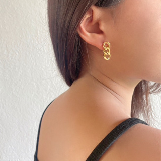 𝐴𝑆𝐻𝐼𝑅𝐴(18k gold plated) chain earrings chunky chain earrings chainlinkdrop ต่างหูโซ่ ต่างหูก้าน ต่างหูสายฝอ ต่างหูสีทอง