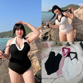 Body Suit 🏖️🛋️🏝️  ชุดว่ายน้ำคอปกสาวอวบ