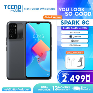 สินค้า TECNO Mobile SPARK 8C (4/128GB-3+64GB) โทรศัพท์ มือถือ CPU T606 | พร้อมแถมหูฟังเเละที่ตั้งโทรศัพท์