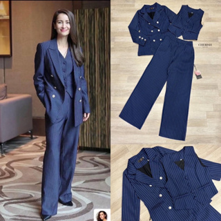 SET SUIT 3 ชิ้น เรียบหรู มีเสื้อกั๊กด้านใน ใส่เดี่ยวกับกางเกงสแลคเข้าชุดได้