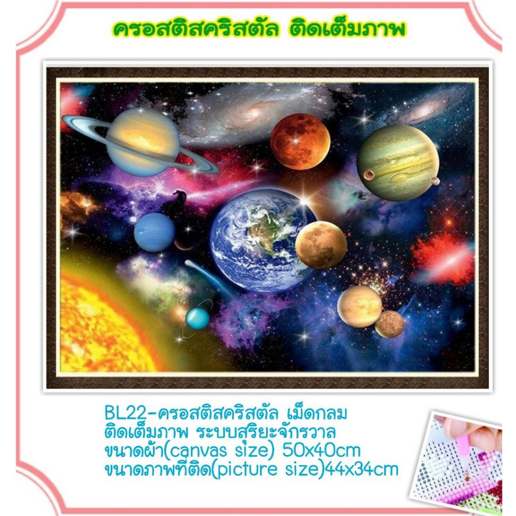 ภาพหน้าปกสินค้าครอสติช ครอสติส คริสตัล เม็ดกลม ติดเต็ม ภาพ สุริยะจักรวาล ดาว โลก มีของในไทย จัดส่งเร็ว