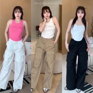 “CARGO PANT”🤍🤎🖤 (430฿ฟรีส่ง) มาแล้วค้า กางเกง Cargo สุดฮิต รุ่นมีสม๊อคด้านหลัง ด้านหน้ามีซิบ มีกระดุม valen