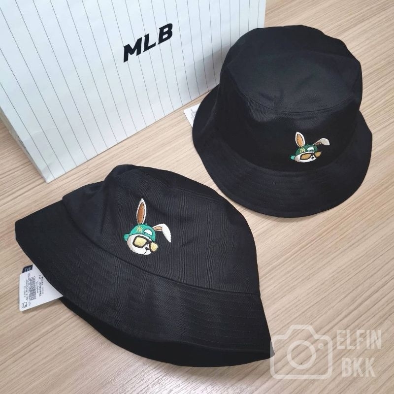 แท้-รุ่น-limite-mlb-rabbit-bucket-hat-หมวกปีกกว้าง-หมวกบักเก็ต-โลโก้กระต่าย-สีดำ-สีเบจ