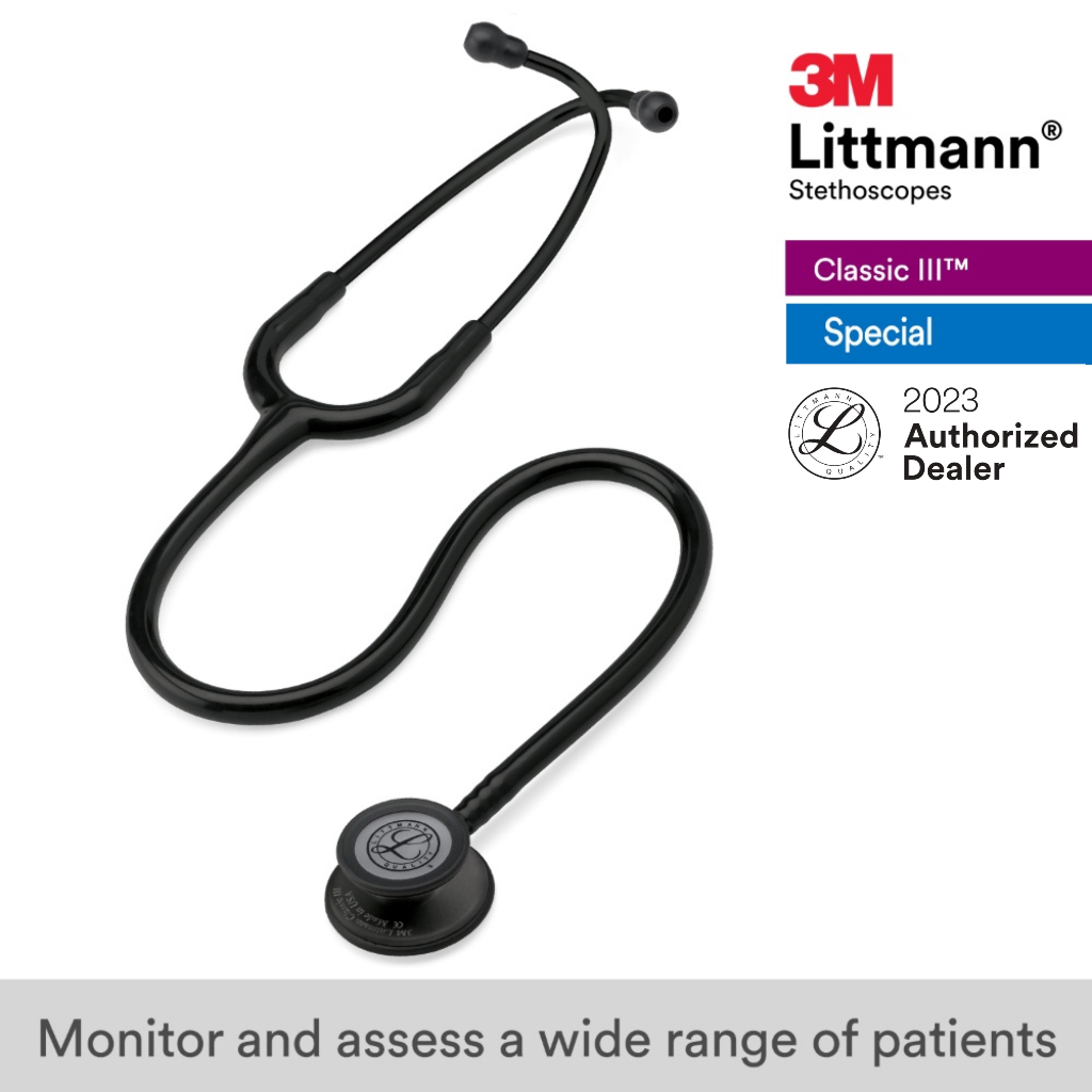 3m-littmann-classic-iii-27-inch-5803-black-tube-black-finish-chestpiece-stainless-stem-amp-eartubes